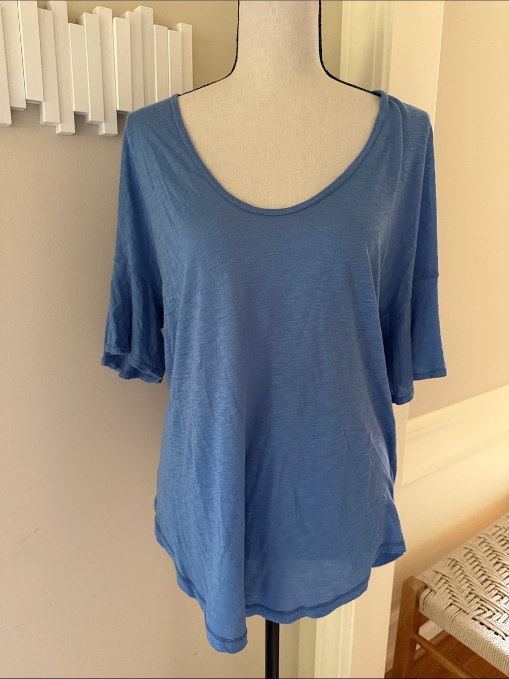 Splendid Supima Cotton Micro Modal Blue Relaxed Scoop Neck Tee Large